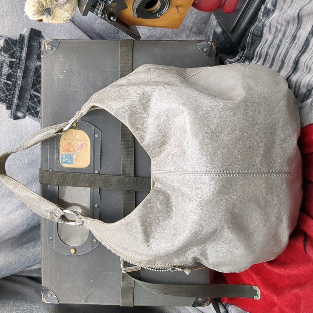 HOBO Gray Leather Hobo Bag